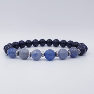 Blue Sandstone and Blue Aventurine 8mm with Silver Hematite Spacers