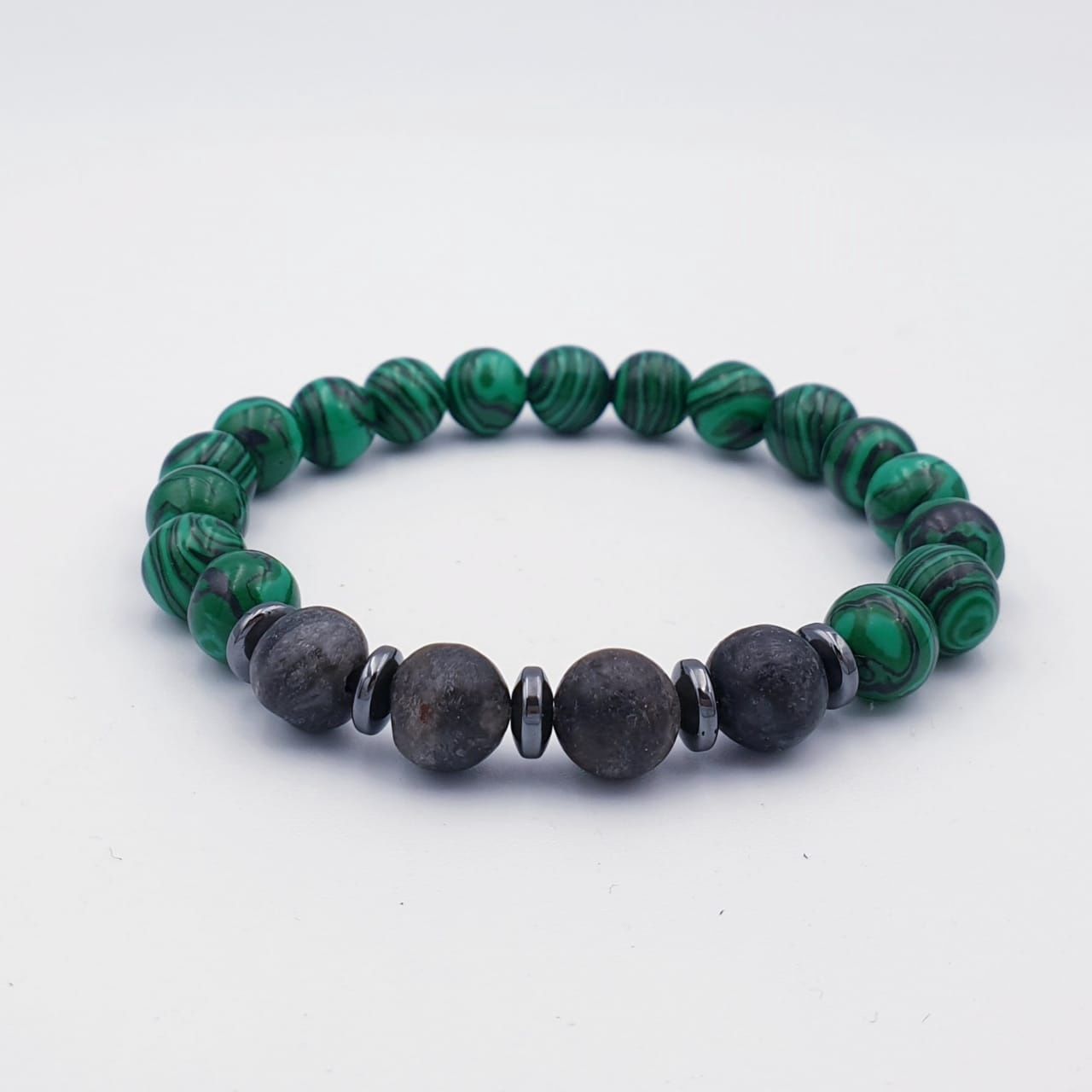 Malachite and Natural Labradorite 8mm