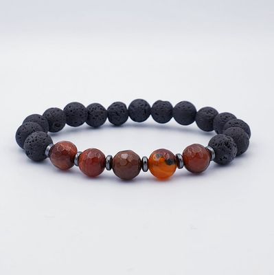 Black Lava Stone and Faceted Dream Agate 8mm