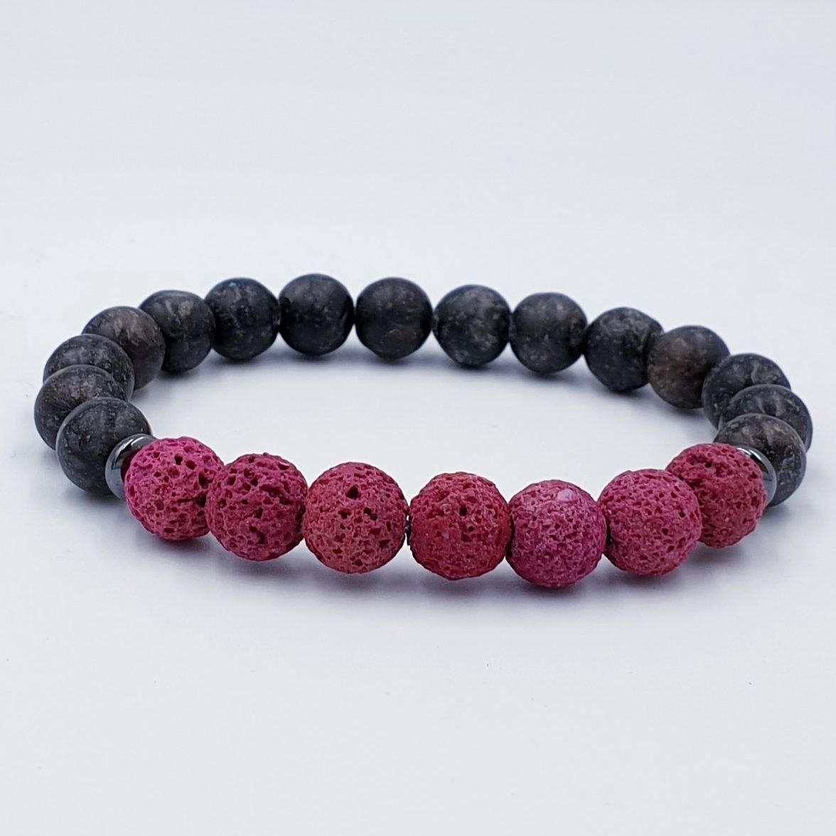 Natural Labradorite with Purple Lava Stone 8mm