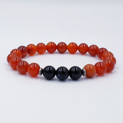 Carnelian with Obsidian 8mm