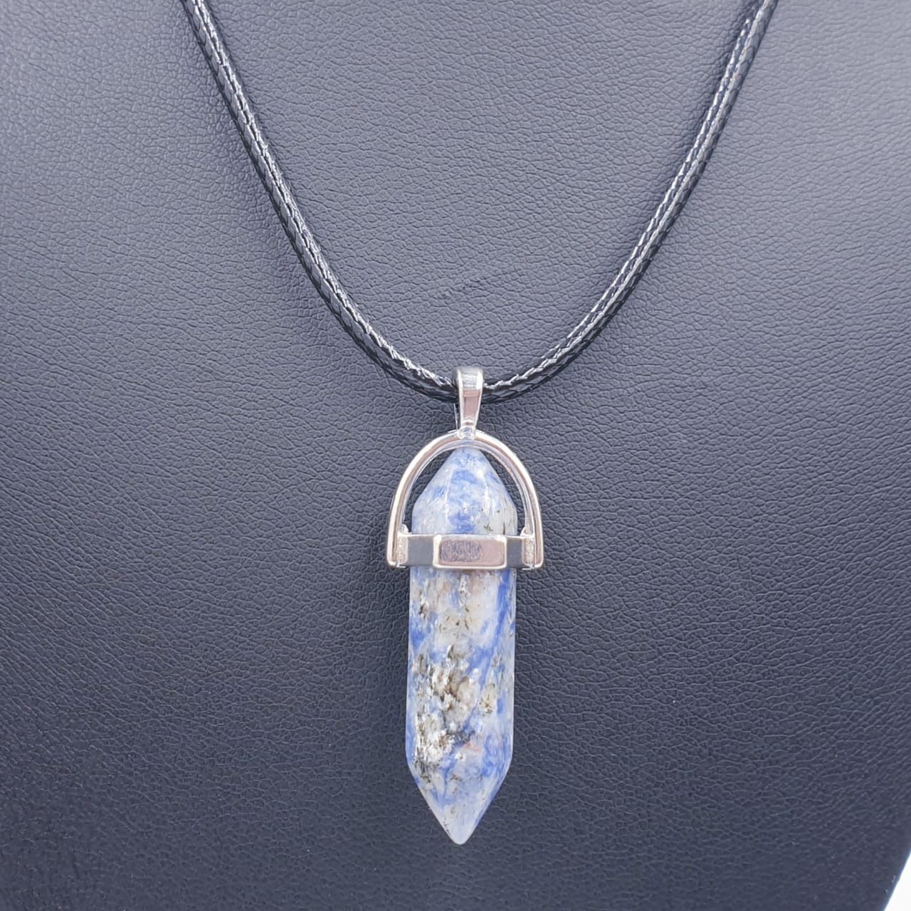 Sodalite Prism Pendant on Black Cord 45cm + 7cm Extension