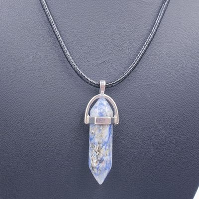 Sodalite Prism Pendant on Black Cord 45cm + 7cm Extension
