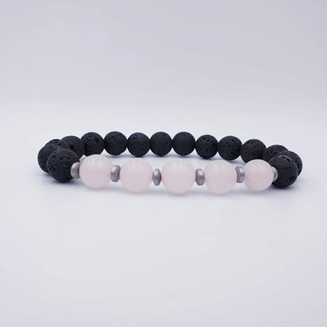 Black Lava Stone and Rose Quartz 8mm