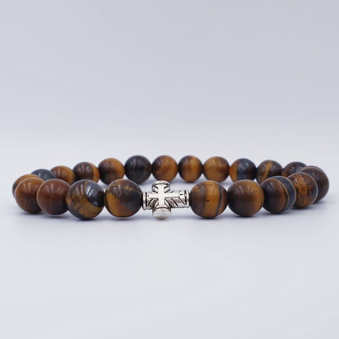 Tigers Eye 8mm with Cross CC