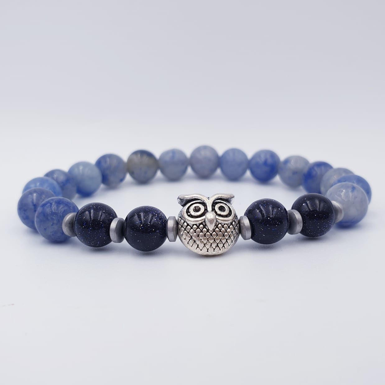 Blue Aventurine and Blue Sandstone 8mm with Owl CC