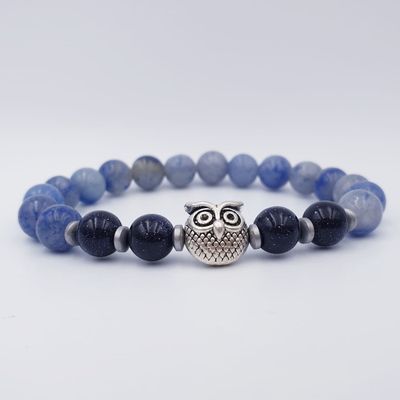 Blue Aventurine and Blue Sandstone 8mm with Owl CC