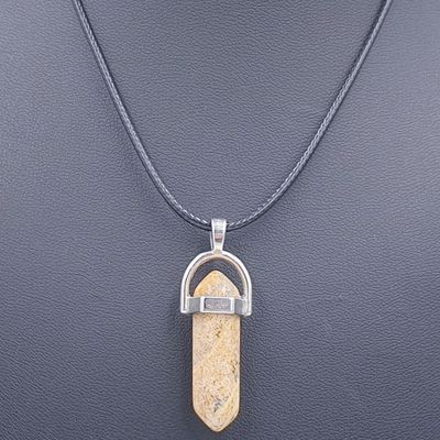 Picture Jasper Prism Pendant on Black Cord 45cm + 7cm Extension