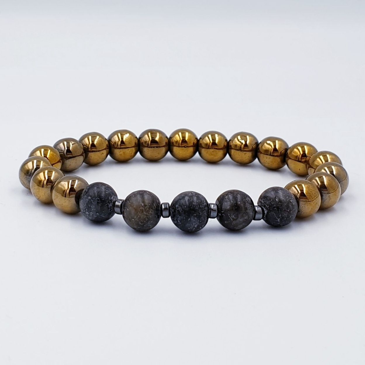 Gold Hematite with Natural Labradorite 8mm