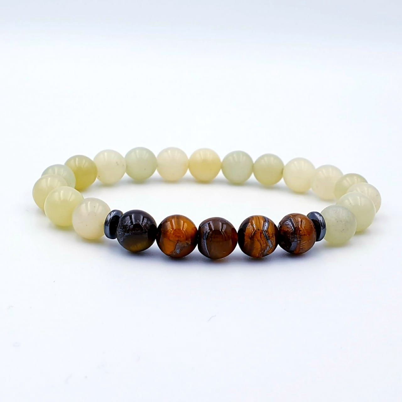 Light Green Serpentine and Tigers Eye 8mm