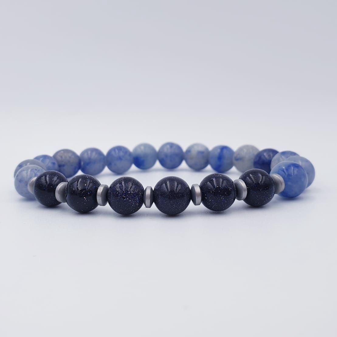 Blue Aventurine and Blue Sandstone 8mm with Silver Hematite Spacers