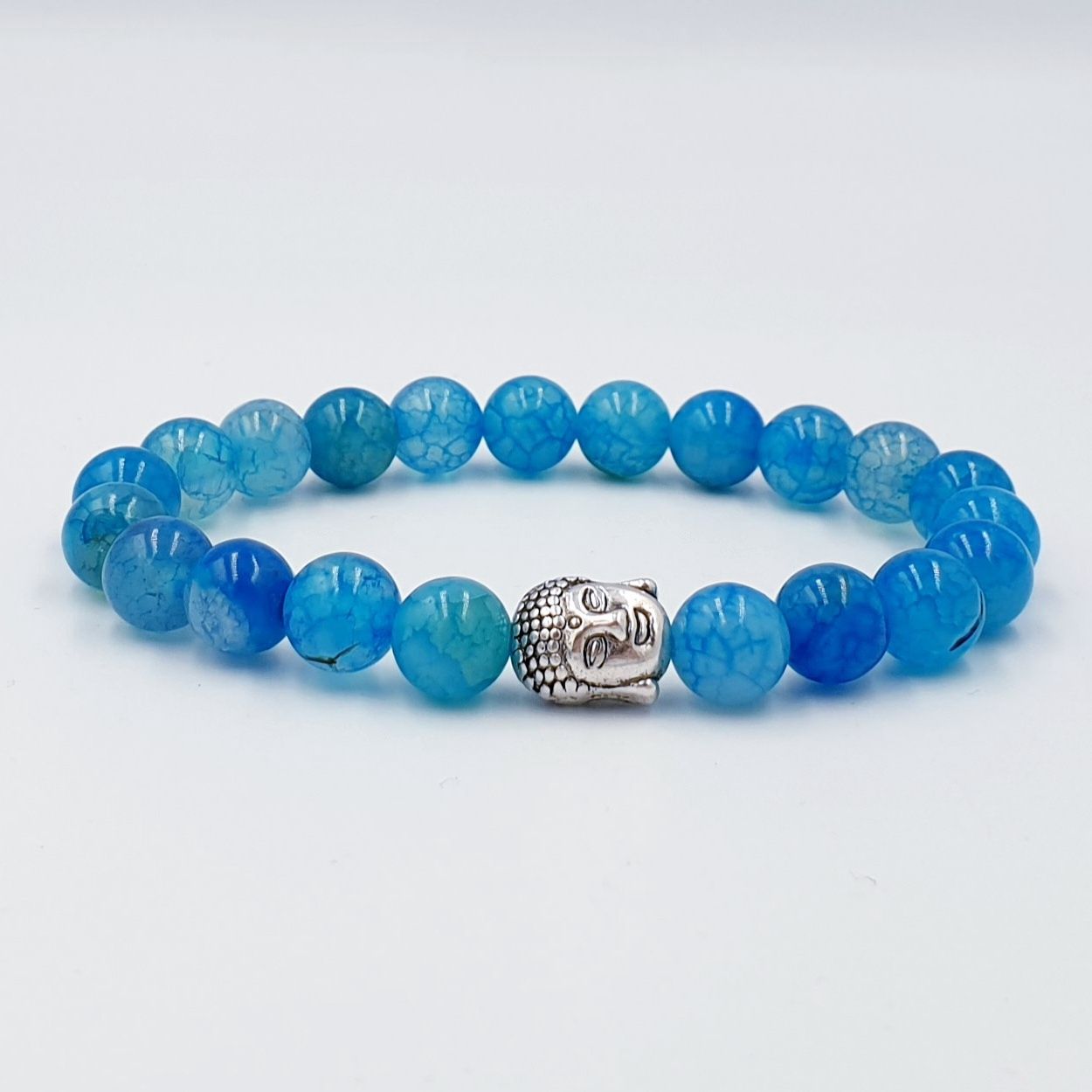 Blue Dragon Vein Agate 8mm Buddha
