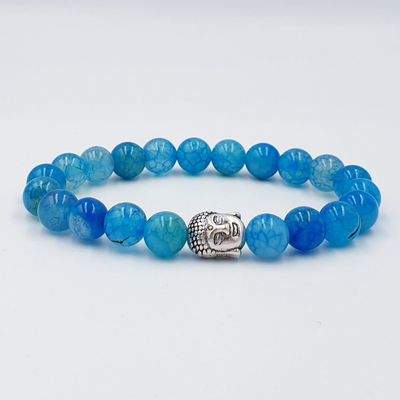 Blue Dragon Vein Agate 8mm Buddha