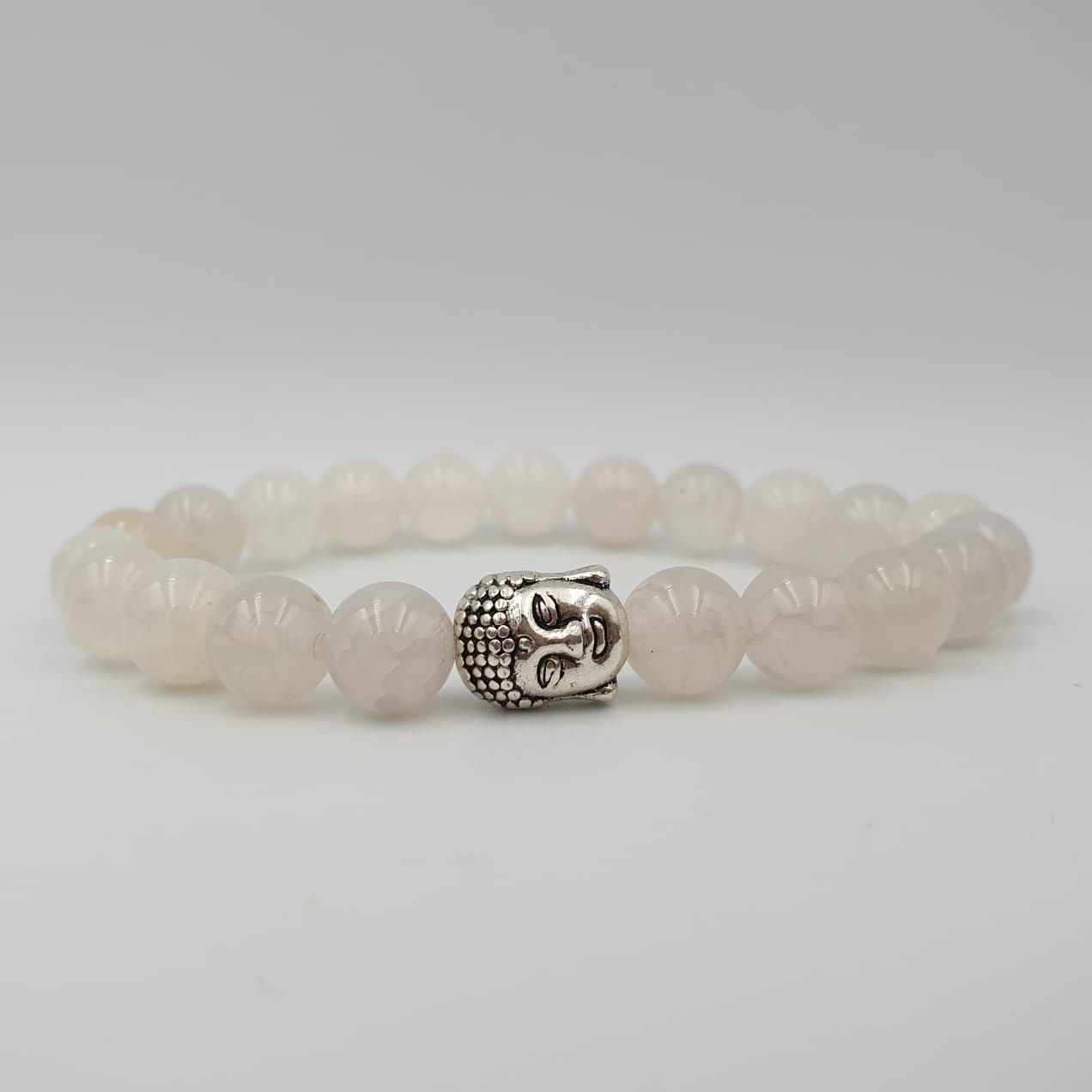 White Cracked Agate 8mm with Buddha CC