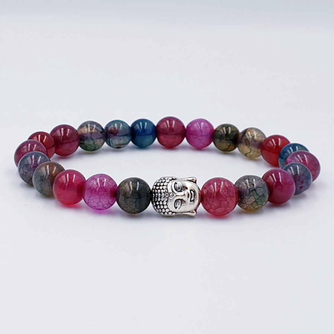 Rainbow Dragon Vein Agate 8mm Buddha Charm