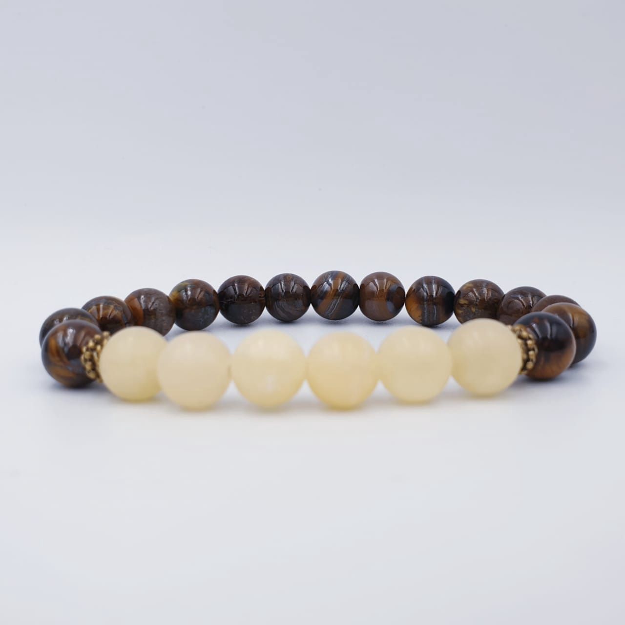 Tigers Eye and Yellow Calcite 8mm with Bronze Spacers