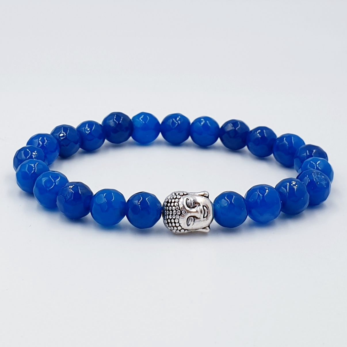 Faceted Blue Agate 8mm Buddha