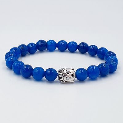 Faceted Blue Agate 8mm Buddha