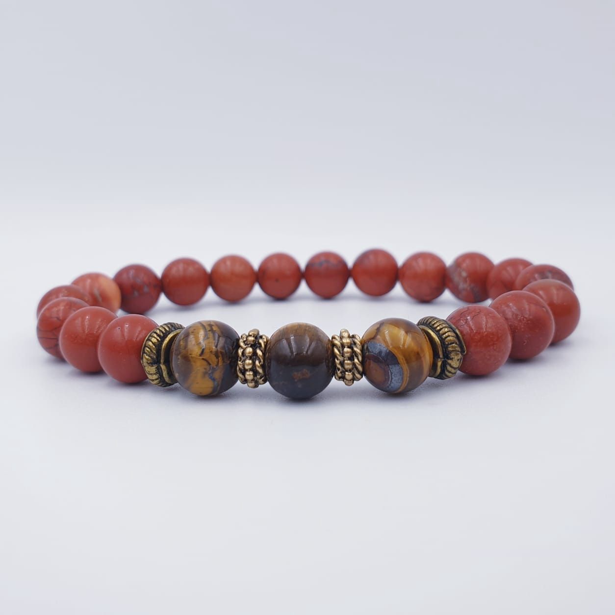 Red Jasper and Tigers Eye 8mm with Bronze Spacers