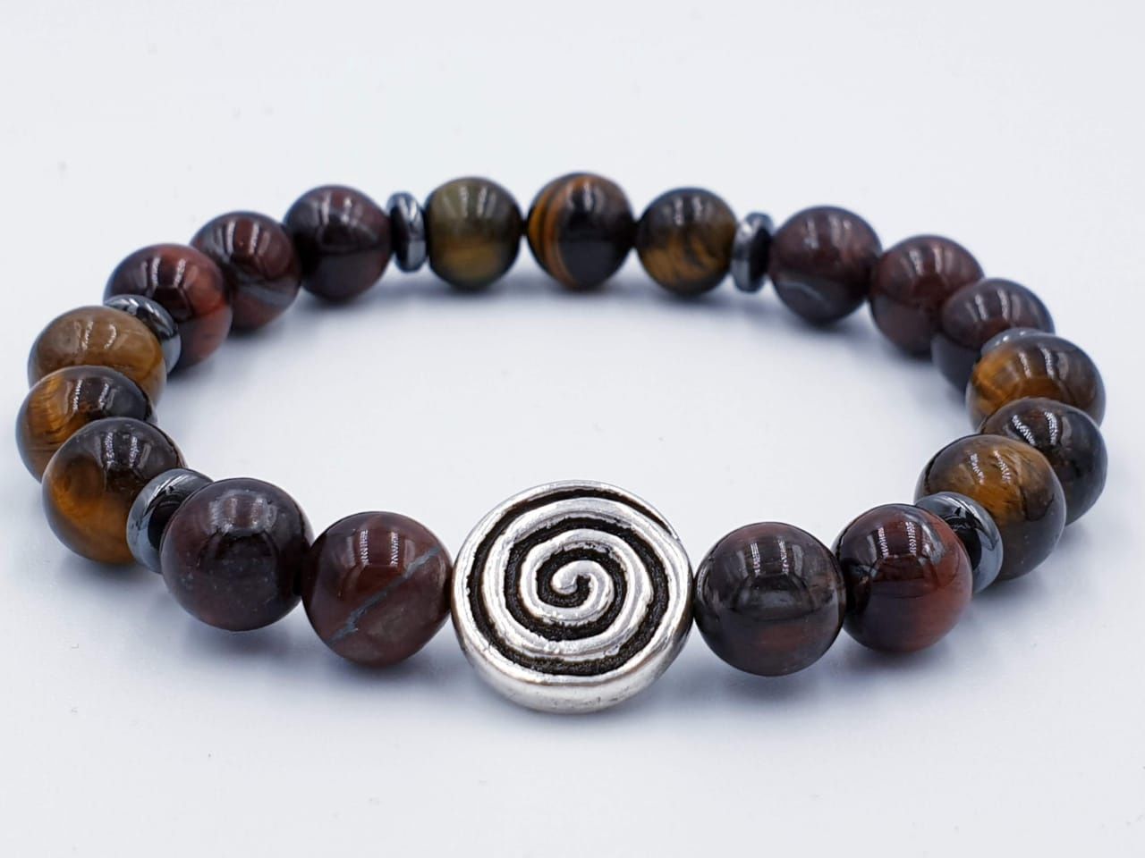 Red Tigers Eye with Tigers Eye 6mm Circle of Life Charm