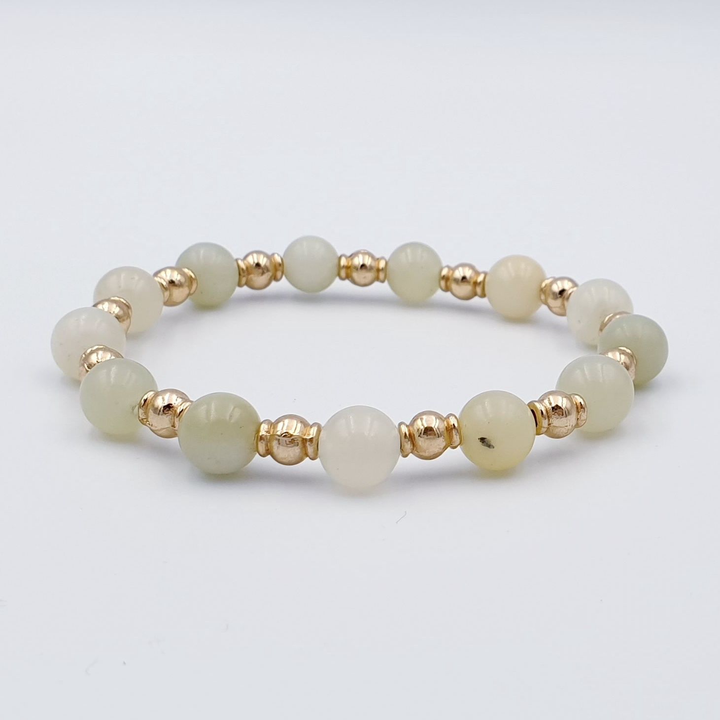 Light Green Serpentine 8mm with Gold Spacers