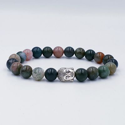 Green Indian Agate 8mm Buddha