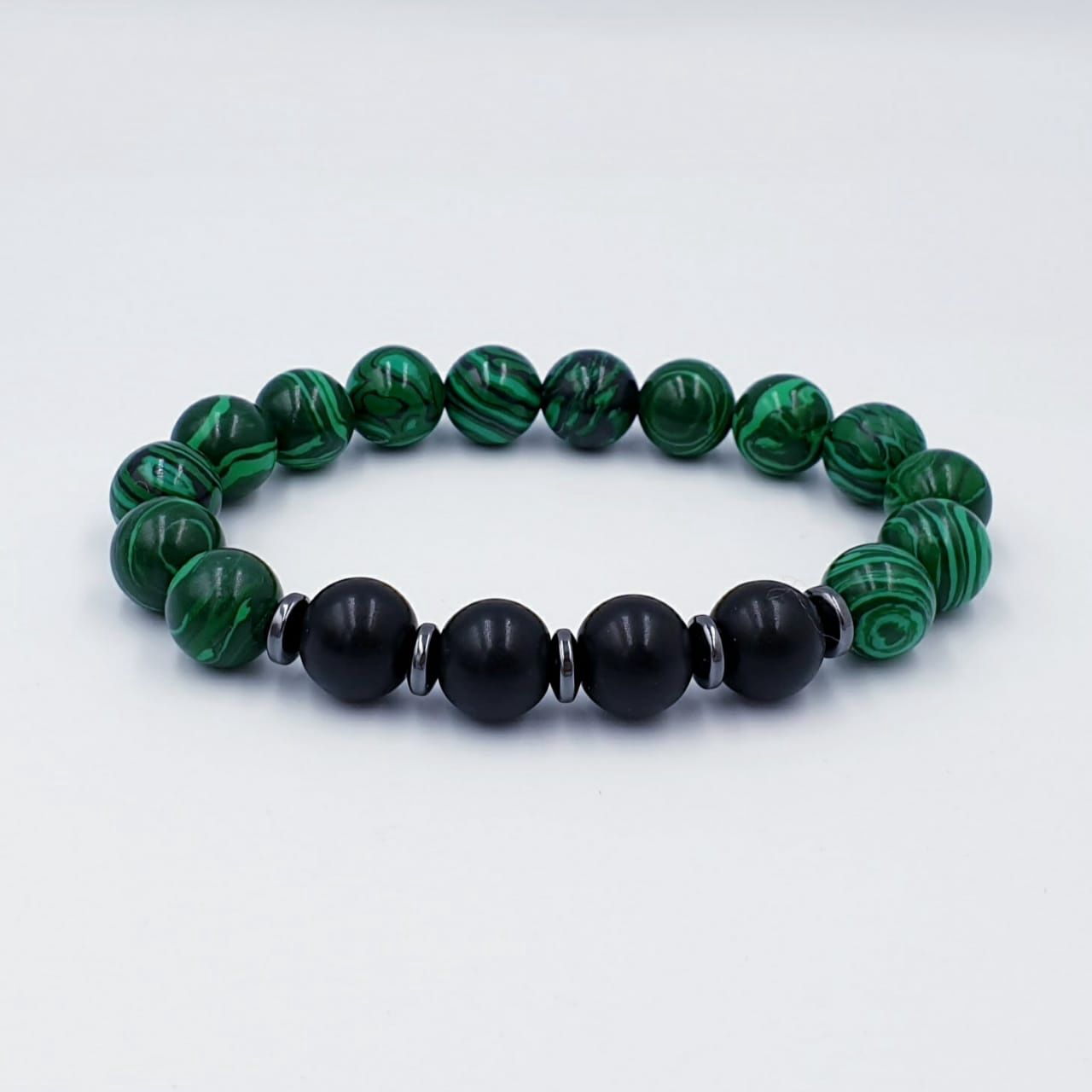 Malachite with Matt Black Agate 10mm