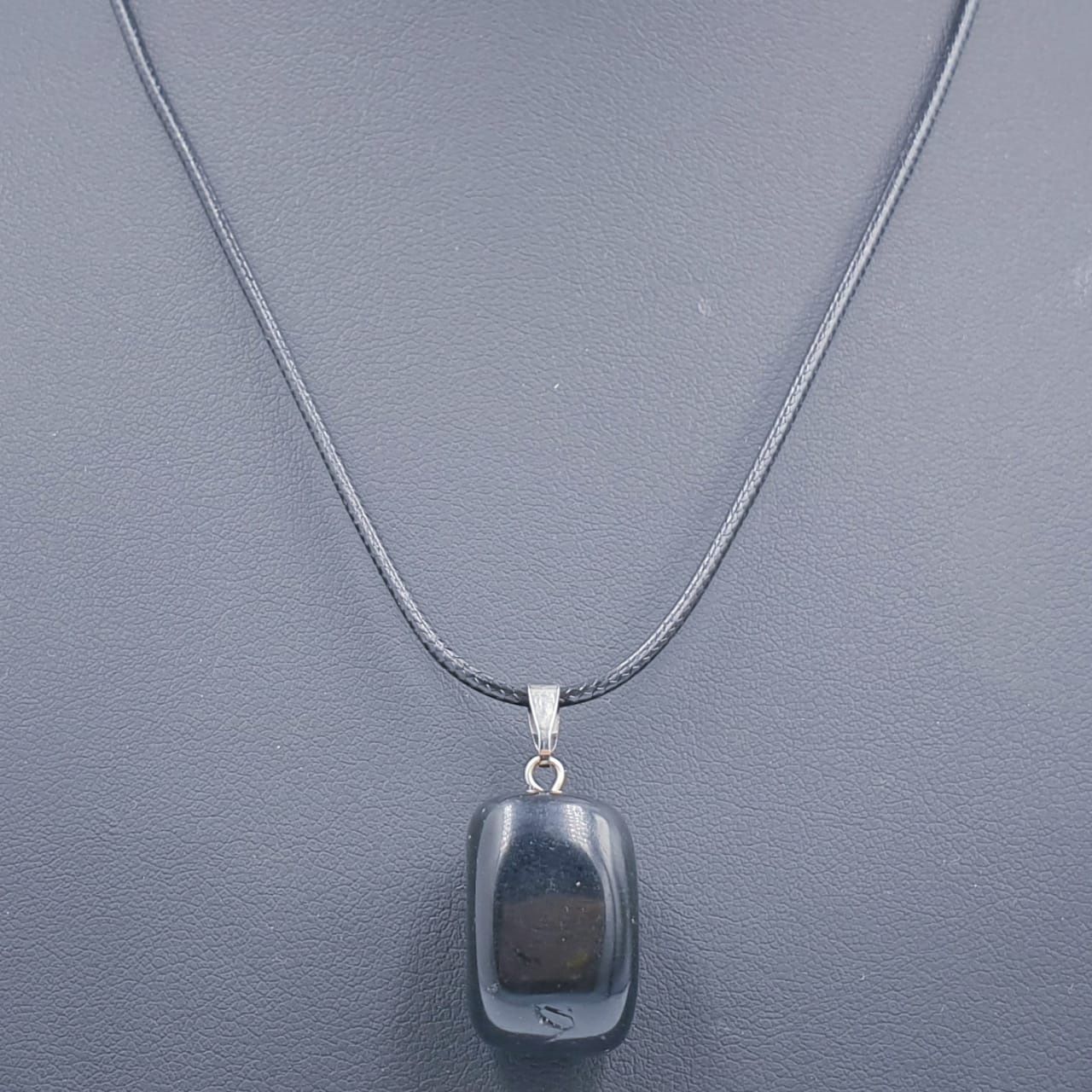 Onyx Nugget Pendant on Black Cord 45cm + 7cm Extension