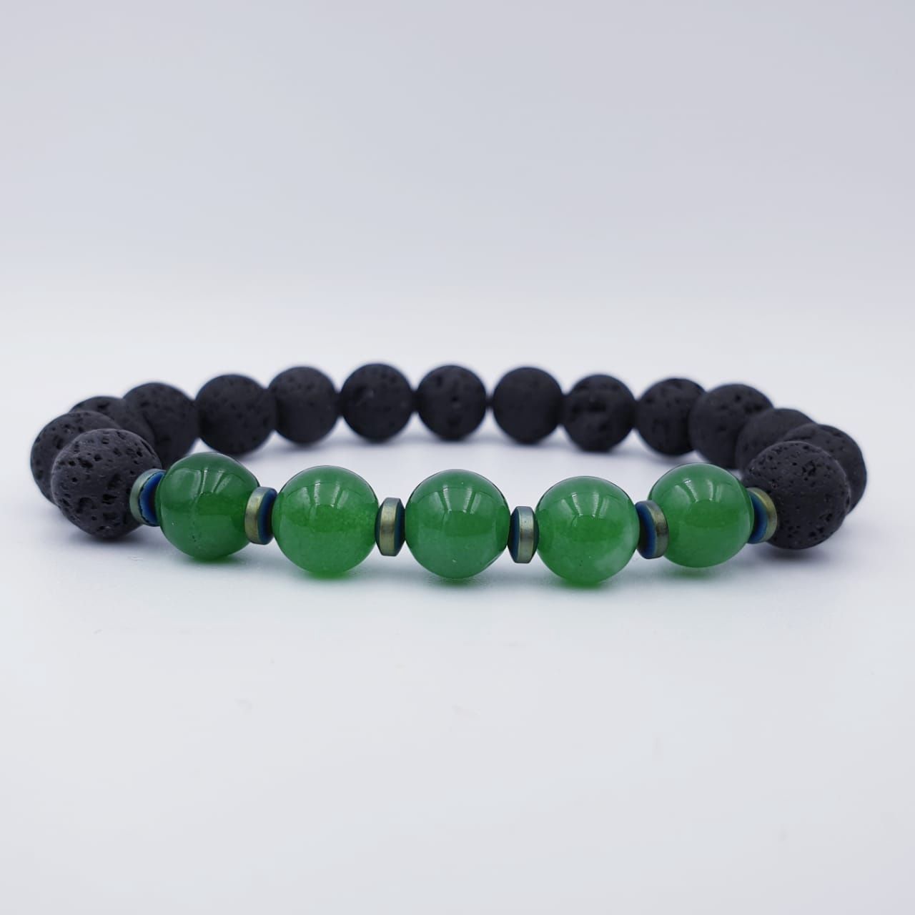 Black Lava Stone and Dark Green Aventurine 8mm
