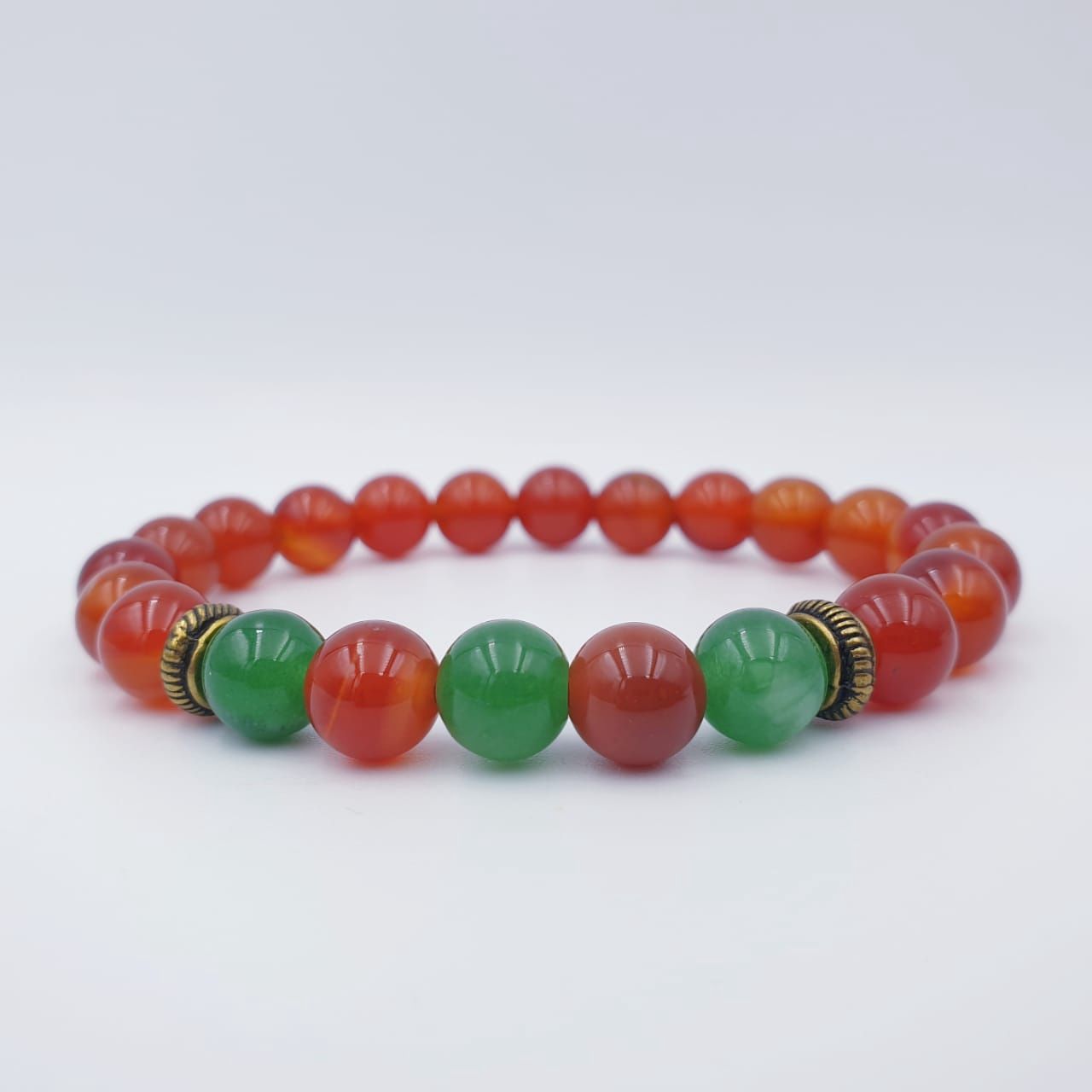 Carnelian and DG Aventurine 8mm with Bronze Spacers