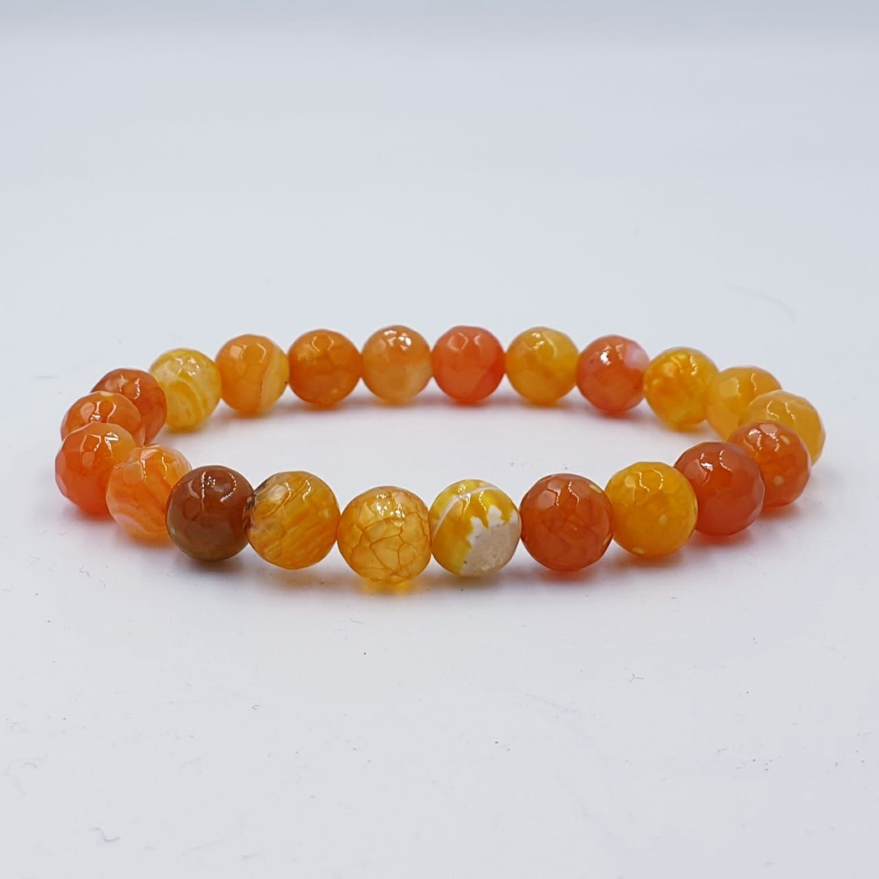 Faceted Orange Cracked Agate 8mm
