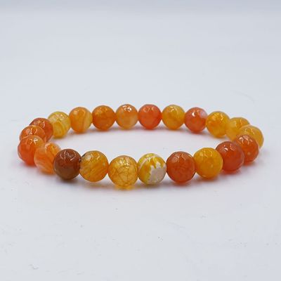 Faceted Orange Cracked Agate 8mm