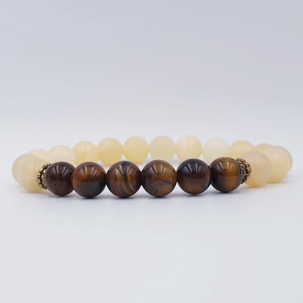 Yellow Calcite and Tigers Eye 8mm