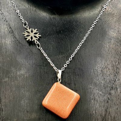 Sandstone Square Pendant Necklace 50cm (45cm + 5cm)