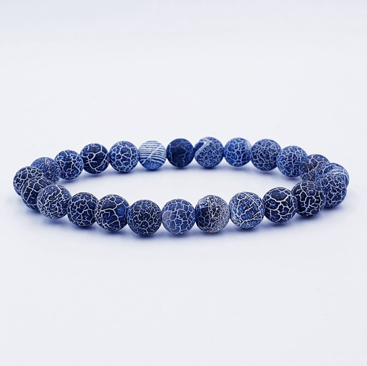 Navy Blue Crackle Agate 8mm