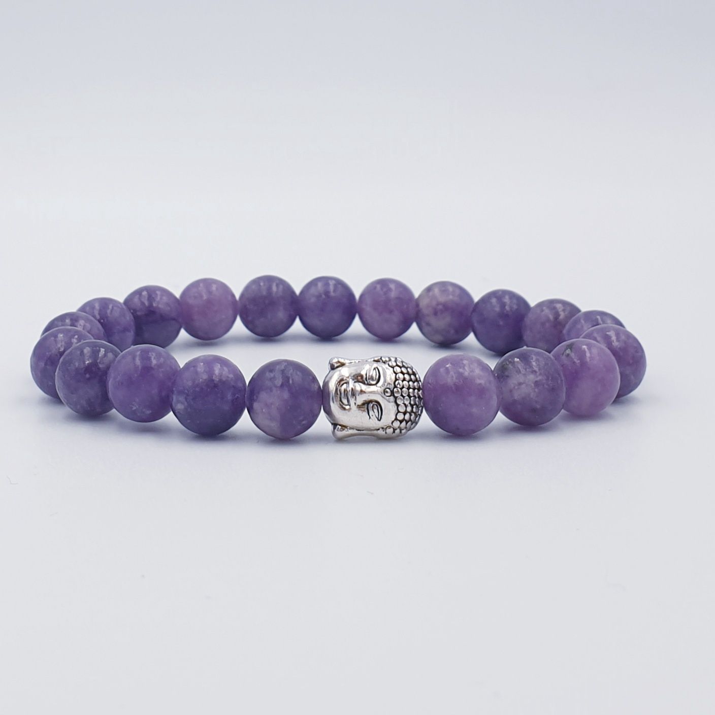 Purple Lepidolite 8mm with Buddha Charm