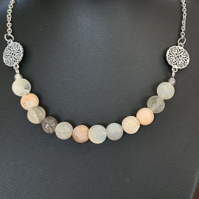 Rainbow Moonstone on Stainless Steel Necklace + Extender
