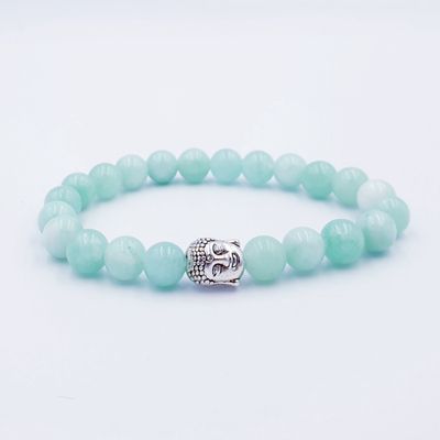Green Anhydrite 8mm with Buddha Charm