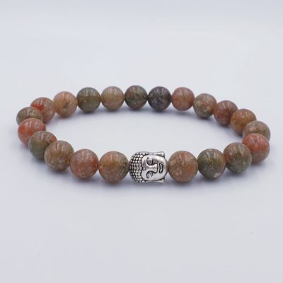 Autumn Jasper 8mm with Buddha Charm