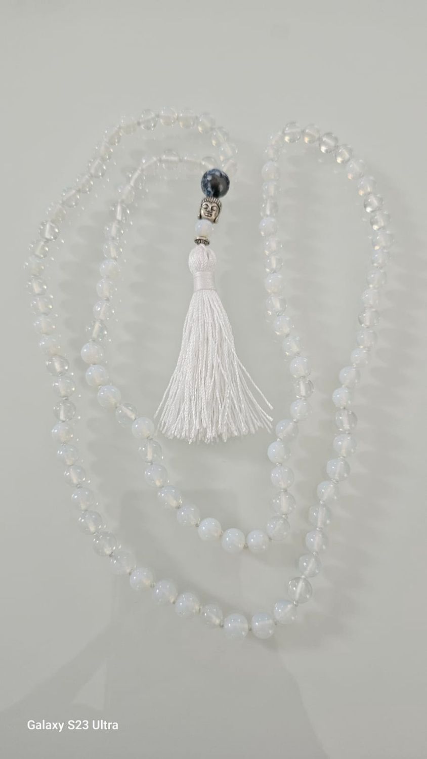 Opalite 8mm Knotted Gemstone Mala