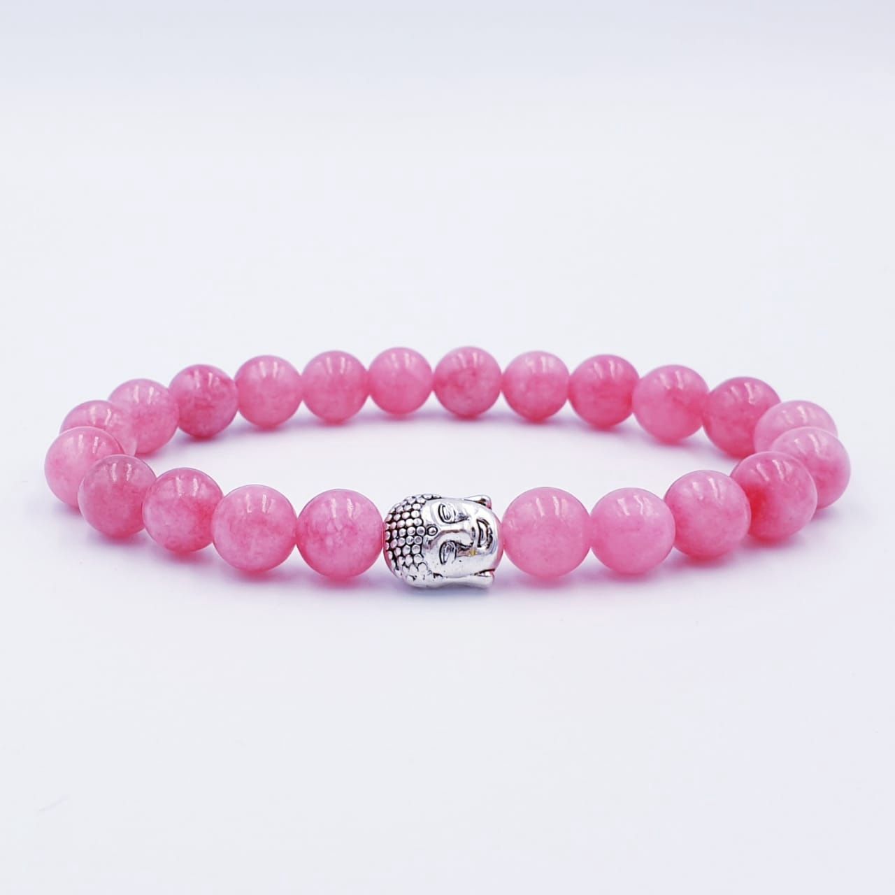 Pink Anhydrite 8mm with Buddha Charm