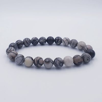 Black Webbed Picasso Jasper 8mm