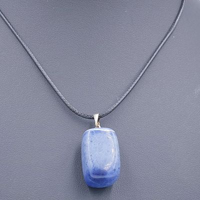 Sodalite Nugget Pendant on Black Cord 45cm + 7cm Extension