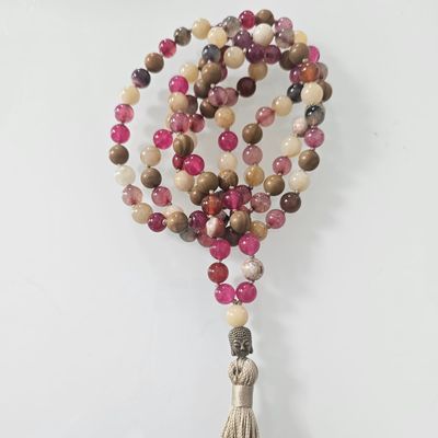 Mixed Gemstone 8mm Knotted Mala