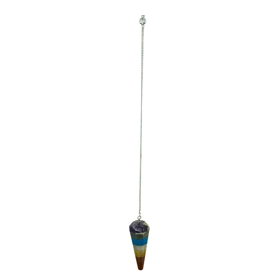 7 Chakra Spliced Pendulum Hexagonal Cone