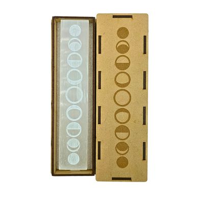 Selenite Boxed Rectangle Plate Moon Phases (White)