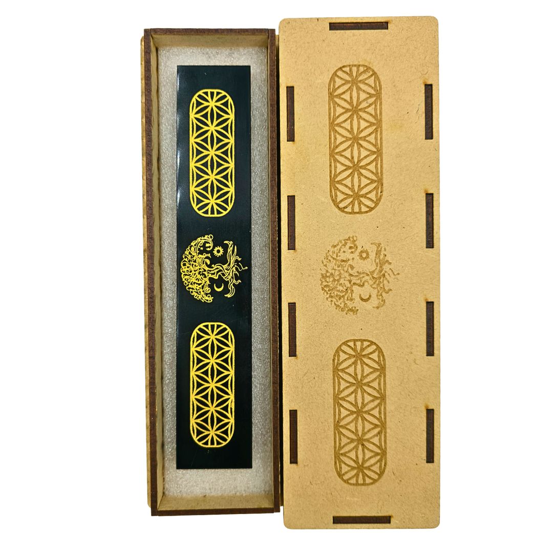 Tourmaline Boxed Rectangle Plate Tree of Life (Gold)