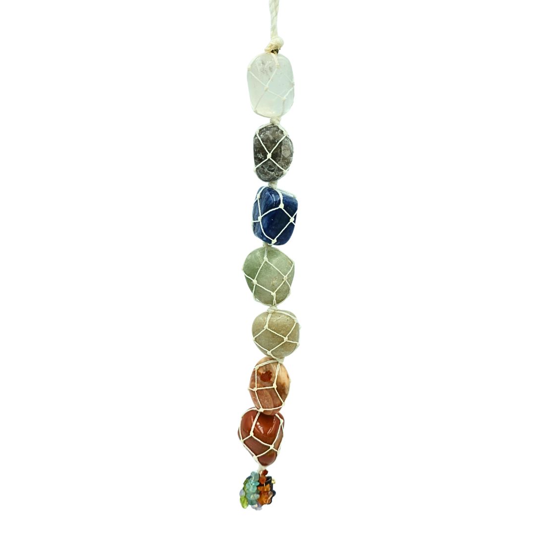 Gemstone Hanger 7 Chakra on White Cord