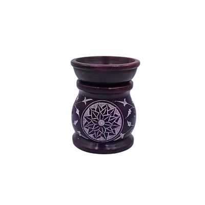 Soapstone Oil Burner - Crown Chakra Purple (8cm height; 6cm width)
