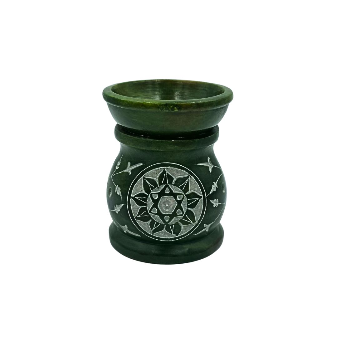 Soapstone Oil Burner - Heart Chakra Green (8cm height; 6cm width)